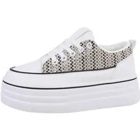 Ital-Design Damen Low-Top Freizeit Sneaker Flach Sneakers Low in Weiß