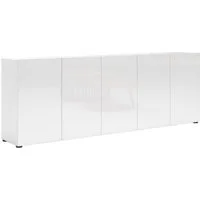 Home affaire Sideboard MISTER – Schrank, Kommode, 225 cm breit, 80 cm hoch, Made in Italy, komplett Hochglanz lackiert, 5 Türen, 6 Fächer