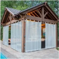 BTTO V&G Outdoorvorhang Wasserdichter Gardinen,Transparenter Balkon Vorhang mit Magic Tape (2 St), Terrassenvorhang