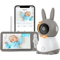 Boifun Babyphone 5 Zoll WLAN Video babyfone PTZ 355° Babyphone mit Kamera 2K/3MP, IR-Nachtsicht, Automatische Verfolgung,Temperaturanzeige, 1-tlg., Weinen/Bewegungs/Geräuscherkennung,unterstützt Mobile App Steuerung, Präzisere Warnungen,Schlafmodus&S