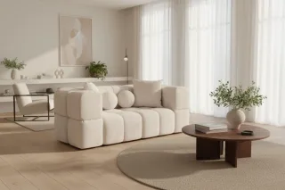 Sofa Designersofa VEGA 2-Sitzer in Stoff Egon Beige