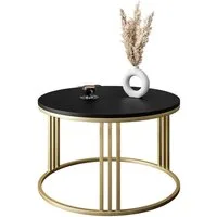 Lookway Couchtisch LORI mit Goldgestell mattschwarz (1x Couchtisch), Durchmesser: ⌀70 cm
