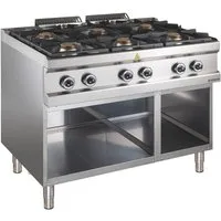 GastroHero Dönergrill Gasherd 6 Brenner 42 kW Edelstahl Gastro Standherd