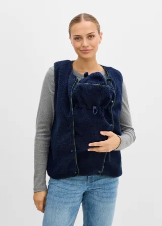 bonprix 3-in-1 weiche Umstands-und Trageweste aus Teddyfleece (3-tlg. Set), blau, Gr.52, Kuschelige Umstands- und Babyweste