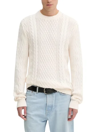 Kabelstrick Rundhals-Pullover