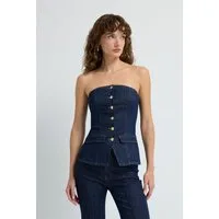 adL Blusentop Jeansbluse mit Knopfdetail