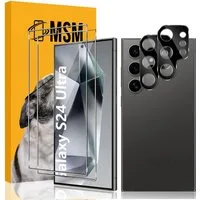 MSM Displayschutzglas 4in1 Schutzglas für Samsung Galaxy S24 Ultra Panzerfolie Schwarz