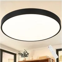 Nettlife LED Panel Schwarz Dimmbar Deckenlampe 37CM 3000-6500K Rund Flach, mit Fernbedienung, LED fest integriert, Warmweiß/Neutralweiß/Kaltweiß, für Schlafzimmer Flur Küche Wohnzimmer