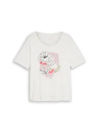 Tom Tailor - Plus Size - T-Shirt mit Print whisper white - Gr. - 54