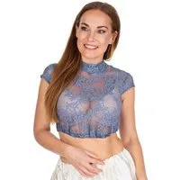 Hammerschmid Dirndlbluse Dirndlbluse - BABSI FA - rauchblau, weiß