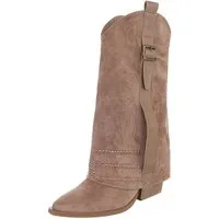 Ital-Design Elegante Damen-Stiefel mit Absatz und hochwertiger Verarbeitung Westernstiefel (90503086) Blockabsatz Stiefel in Hellbraun