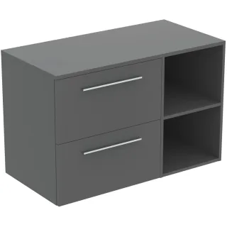 Ideal Standard Möbel-Set 100cm i.life B 2 Auszüge 2 off.Fächer Gr.Chrom Quarzgrau matt, T5753NG T5753NG