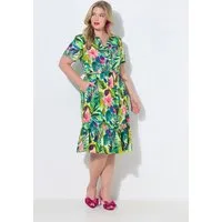 MIAMODA Jerseykleid Kleid A-Linie Italien-Muster Saumvolant