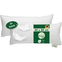 Dreamstar 3-Kammer-Kopfkissen Daunenkissen 40x80 & Daunenkopfkissen 80x80, entwickelt in Deutschland, Füllung: weiße, neue Daunen & Federn Klasse I, 60% Daunen/ 40% Federn (Außen), 100% Federn (Innen), Bezug: 100% Baumwolle, Rückenschläfer, Seitensch