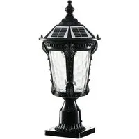 Arnusa LED Solarleuchte Sockelleuchte schwarz Außenleuchte Solarlampe Gartenleuchte kabellos, LED fest integriert, warmweiß, kaltweiß, Aluminium und Glas mit Fernbedienung dimmbar