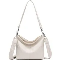 ITALYSHOP24 Schultertasche DAMEN TASCHE SHOPPER Hobo Bag Reise Freizeit Urlaub Leder Optik leicht (Spar-Set: Tasche mit 2 Gürtel, Zusatz Muster Stoffgurt Umhängeband), Handtasche Crossbody Umhängetasche Beuteltasche Crossover BodyBag