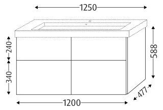 Sanipa Waschtischunterbau mit Auszügen 3way (BP505) 588x1200x477 Taupe-Matt, BP5051T BP5051T
