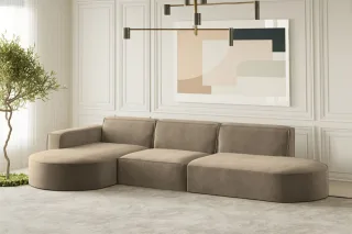 Ecksofa Designersofa PALMA in Stoff Noel Braun Ottomane Links