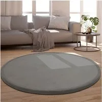 Paco Home Teppich Tatami 475, rund, Höhe: 24 mm, Kurzflor, Uni Farben, mit Memory Foam, waschbar