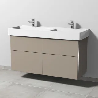 Sanipa 3way Waschtischunterbau zu Duravit Dura Square Waschtisch mit 4 Auszügen, Sandgrau-Matt BS42267