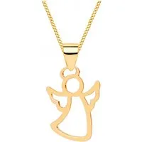 Goldene Hufeisen Kette mit Anhänger Schutzengel vergoldete Kette – ein Talisman des Glücks, 925 Echtsilber, 925 Sterling Silber (hypoallergen)