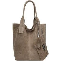 Caspar Schultertasche große Wildleder Shopper Damen Tasche - CLASSIC LINE - Modell No.828, 100% italienisches Leder - mit stylischer Metallkette & Zusatztasche