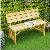 Outsunny Bank aus Holz Sitzbank bis 220 kg Terrassenbank mit Rückenlehnen (Set, 1-St., Parkbank), Gartenmöbel Massivholz 116 x 56 x 80 cm