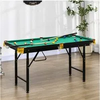 SPORTNOW Billardtisch klappbar Tischbillard mit Billardqueue und Billardkugel, (Spieltisch, 1-tlg), für Jugend, Erwachsene, Stahl, Grün