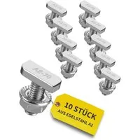 avoltik Solarmodul-Halterung Hammerkopfschrauben M8 I M10 mit Flanschmuttern Edelstahl A2 Solar, (10, 20 oder 50er Set Hammerkopfschrauben mit Flanschmuttern in M8 20mm, M8 25mm, M10 25mm oder M10 30mm, 10-tlg., 10/20/50er Set Hammerkopfschrauben M8/