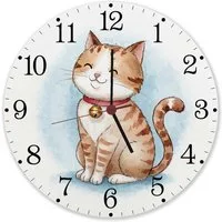 speecheese Wanduhr Happy Cat Time Aquarell Katzen Wanduhr aus Alu für Katzenliebhaber