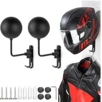 TUWENA Wandhalterung 2 Stück Helmhalter Wand, 180° Drehbarer Metall Motorradhelmhalter, (2-tlg., Helmaufhänger für Motorrad, Fahrrad, Mützen, Baseball- und Rugby-Helm)