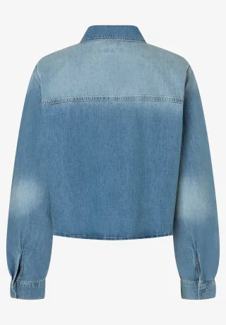 MORE & MORE - Jeanshemd mit Spitzenbesatz denim - Gr. - 44