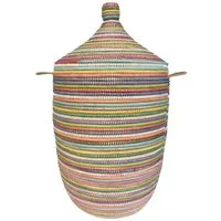 Wäschekorb Wäschekorb Senegal S - Stripes - Bunt, Handgeflochtener Wäschekorb aus traditionellem Kunsthandwerk