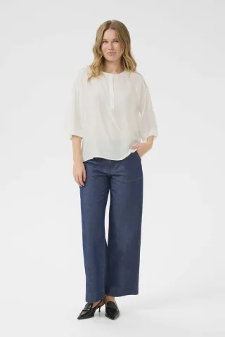 Langarm-Bluse Loose fit Chalk white