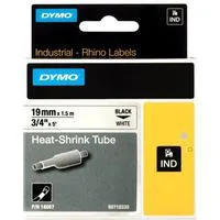 Rhino IND ORIGINAL Heißschrumpfschlauch 19mm x 1,5m, schwarz auf weiß, Etiketten- Schrumpfschlauch für Durchmesser 4,64-8,70 mm, 18057