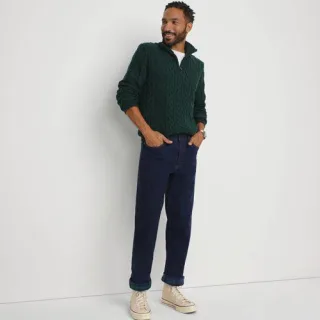 Stretch-Jeans mit Flanellfutter und Komfortbund, Classic Fit, Herren,  Blau, Elasthan/Baumwoll-Mischung, by Lands' End