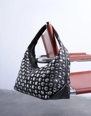 TOPSHOP - TSMANTHA STUDDED SHOULDER BAG Black - Gr. - ONE SIZE