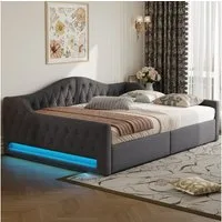Odikalo Schlafsofa Tagesbett Schlafcouch Daybed Daybett Stauraum 90/140x200 Grau Beige