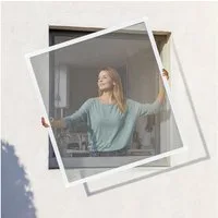 jalousiescout Insektenschutz-Fensterrahmen Fliegengitter Fenster Spannrahmen mit Alurahmen 60x80 fest Weiß, (1-St), freie Sicht, luftdurchlässig, zwei Größen, ProtectLine
