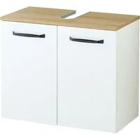 Saphir Waschbeckenunterschrank Quickset 500, 2 Türen, Siphonausschnitt Waschbeckenschrank inkl. Türdämpfer, Griffe in Schwarz