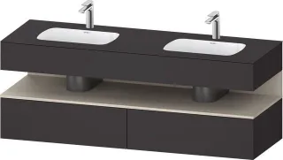 Duravit Qatego Einbauwaschtisch mit Konsolenwaschtischunterbau Graphit Supermatt 1600x550x600 mm - Q QA4797083800000