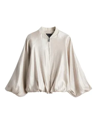 someday - Blouson mit Ballonärmeln und schimmernder Optik beige - Gr. - 40