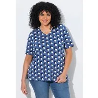 Ulla Popken T-Shirt T-Shirt bedruckt Classic V-Ausschnitt Halbarm