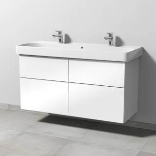 Sanipa 3way Waschtischunterbau zu Geberit Smyle Square Waschtisch mit 4 Auszügen, Weiß-Glanz SF67378
