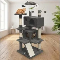 Zooprinz Kratzbaum Kitty XXL inklusive Plüschmaus, 3 Spielbälle, Strapazierfähig, 2 Höhlen, Sisalstämme