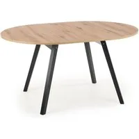 designimpex Esstisch Design HAR-111 Tisch Eiche Artisan - Schwarz rund ausziehbar 102-142cm