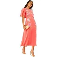 Love & Roses Midikleid Love & Roses Besticktes Chiffon-Midikleid (1-tlg)