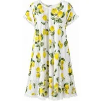 ITALY VIBES Sommerkleid - Luftiges Midikleid mit Zitronenprint - Kleid Damen - A-Linie ONE SIZE - passend für Größen M - XL