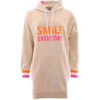 Zwillingsherz Sweatkleid mit Kapuze, Fronstickerei, Kängurutasche, Neonprint, Regular Fit