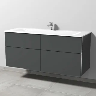 Sanipa 3way Glas-Set Glas-Waschtisch und Unterbau mit 4 Auszügen, Anthrazit-Matt BR20722